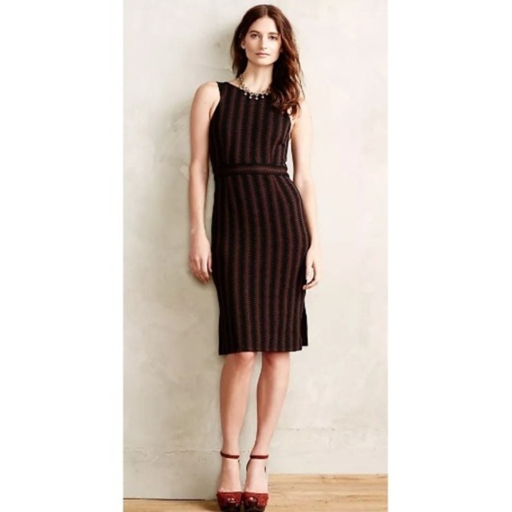 Maeve Anthropologie- Black & Brown Knit Dress Sleeveless - Size M - Picture 2 of 11